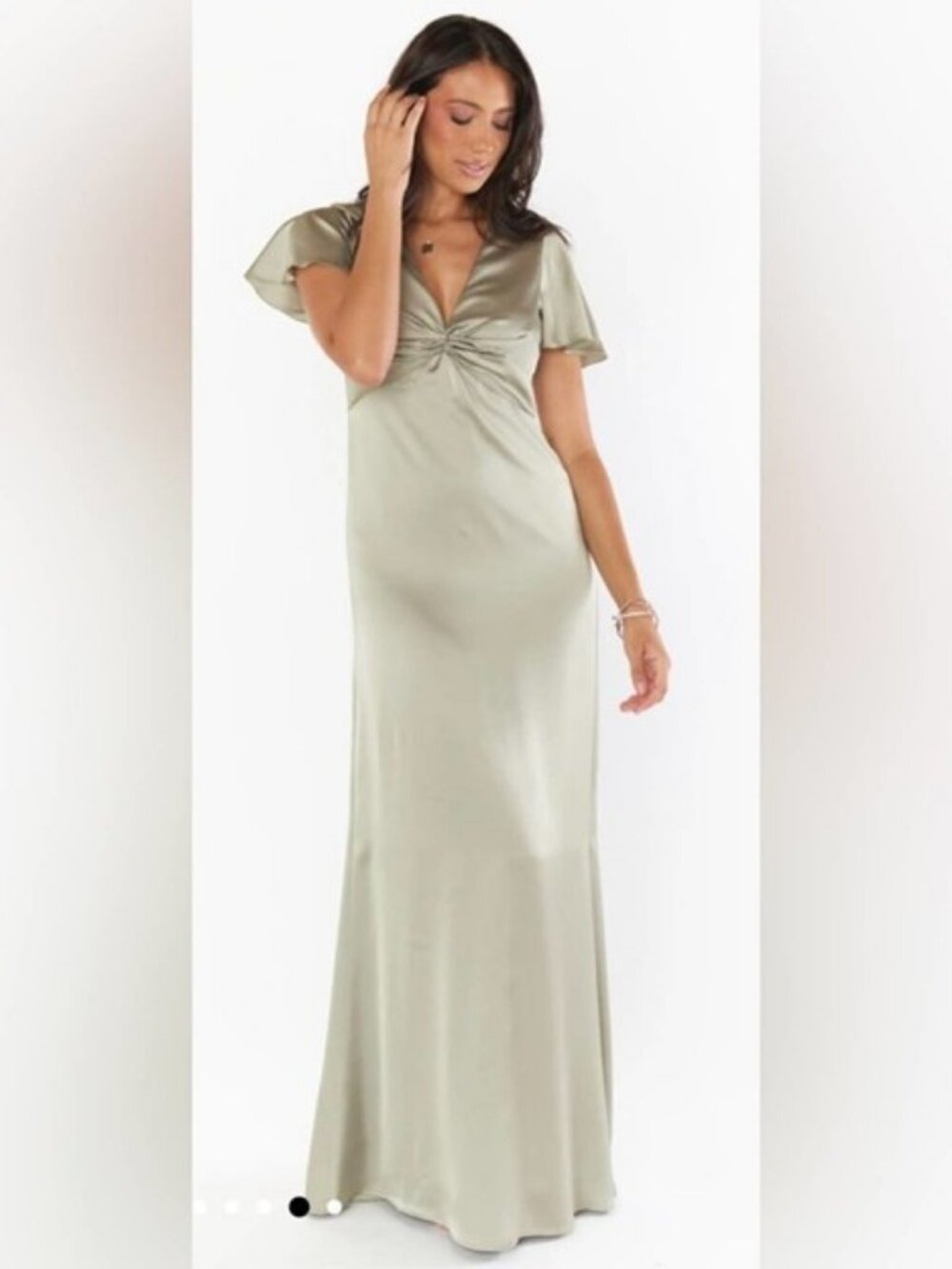 Show Me Your Mumu Rome Twist Gown Green Flutter Sleeve V-Neck 1X
